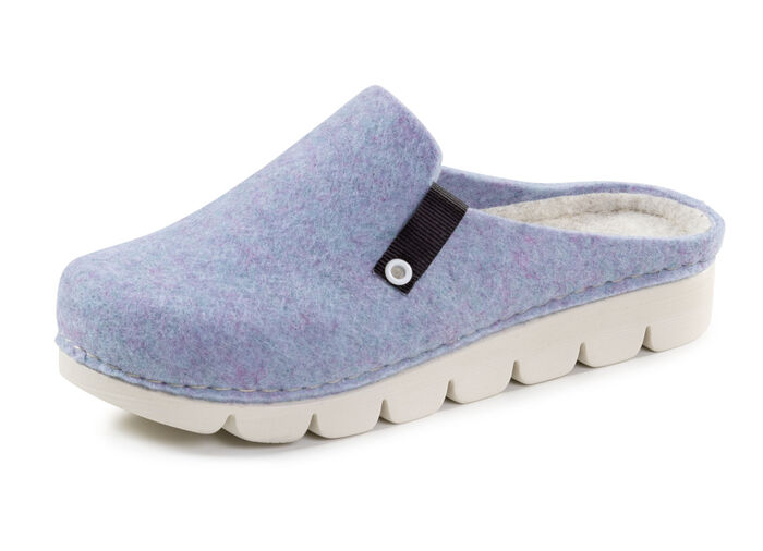 Laurina, trendige Damen-Hausschuhe, Weite G, mit anatomisch geformtem Fu&szlig;bett HIMMELBLAU