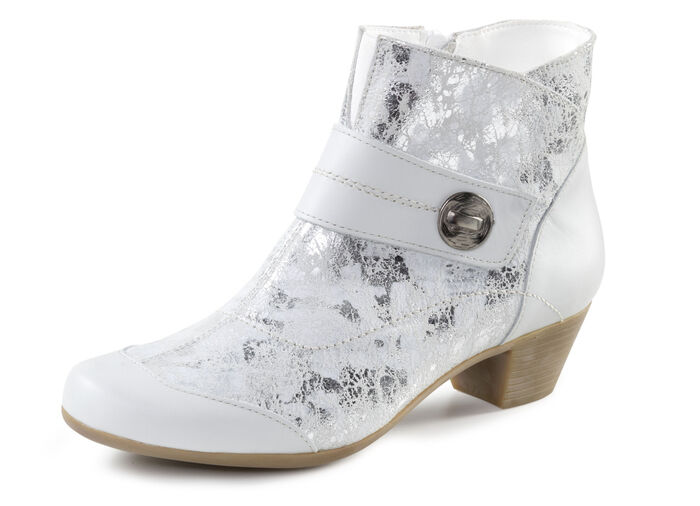 ELENA EDEN, elegante Damen-Stiefeletten, Weite G, mit herausnehmbarem Fu&szlig;bett EISGRAU-SILBER