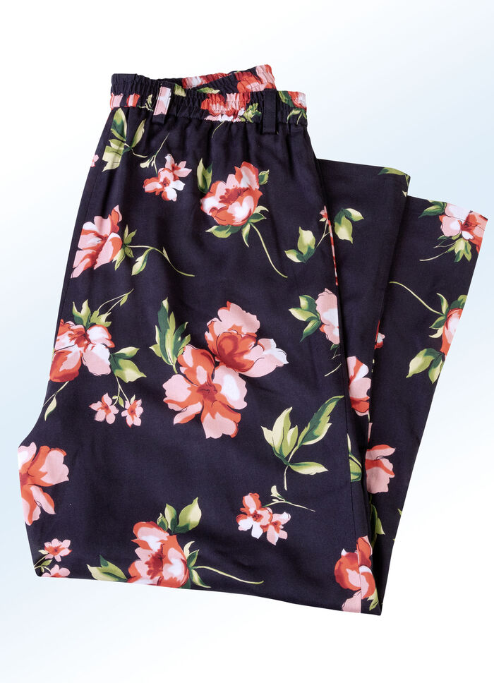 Culotte mit schöner Floral-Dessinierung SCHWARZ-KORALLE