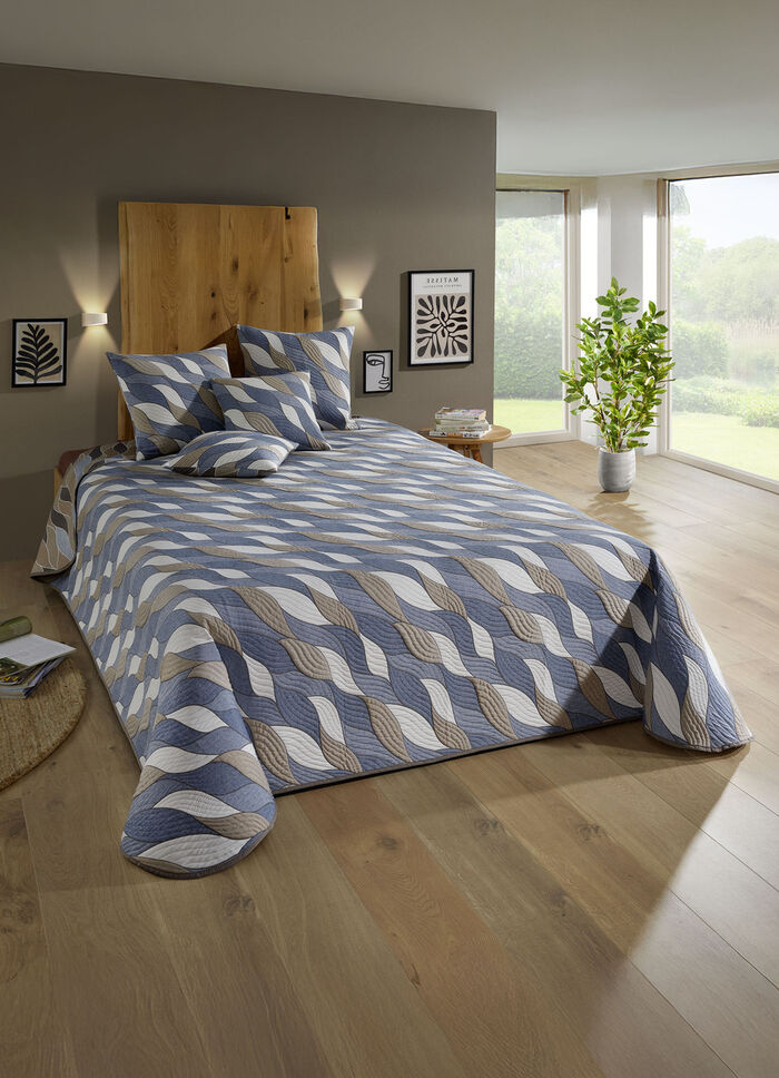 Tagesdecke und Kissenbez&uuml;ge in Jacquard-Qualit&auml;t BLAU