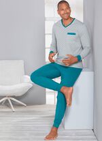 Schlafanzug mit V-Ausschnitt und B&uuml;ndchenabschl&uuml;ssen 