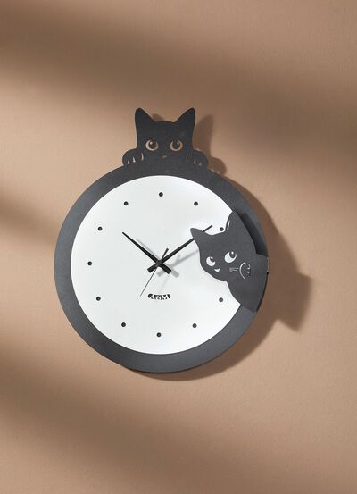 Wanduhr Katze aus Eisen 
