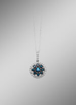 Sch&ouml;ner Anh&auml;nger mit blauen Brillanten und wei&szlig;en Diamanten 