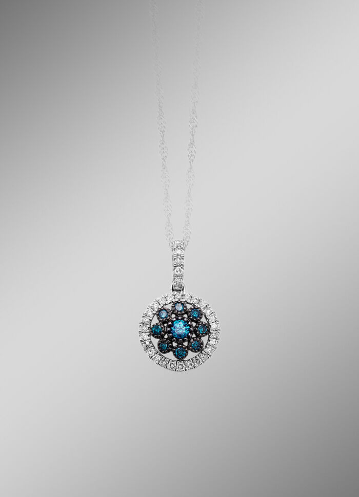Sch&ouml;ner Anh&auml;nger mit blauen Brillanten und wei&szlig;en Diamanten 