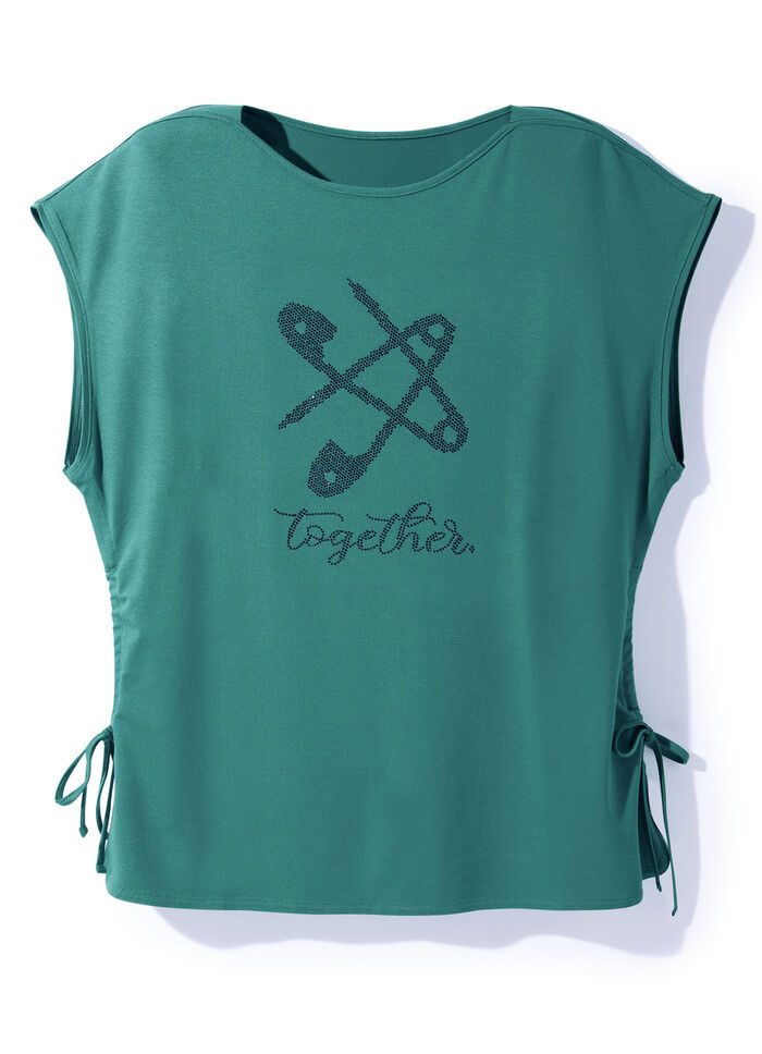 Shirt mit seitlicher Raffung durch Bindeband in 2 Farben PETROL