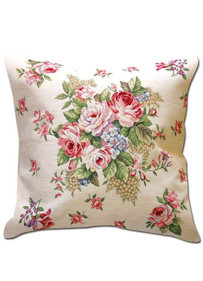 Kissenbezug mit Blumen-Dessin 