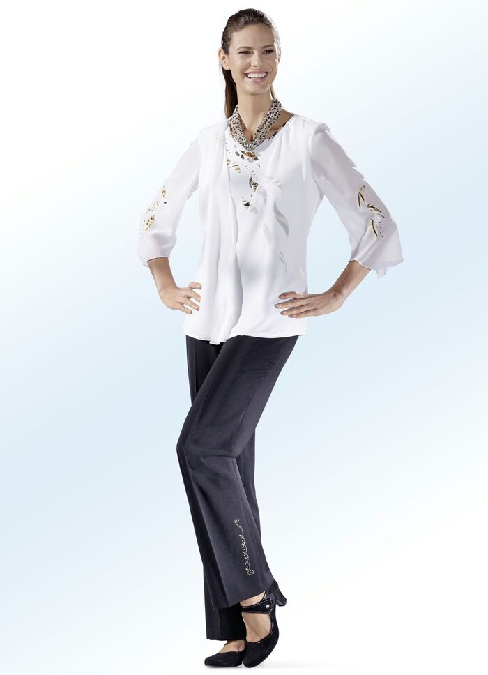 Hose mit apartem Ziermotiv  mit Strasssteinen SCHWARZ