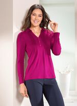 Poloshirt mit kurzer Zierknopfleiste in 3 Farben FUCHSIA