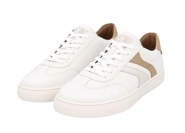 Rieker Sneaker aus weichem Nappaleder WEISS-CAMEL