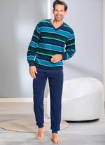 Schlafanzug aus Frottierstretch mit B&uuml;ndchenabschl&uuml;ssen 