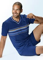 Shorty mit V-Ausschnitt und Ringeldessin vorne 