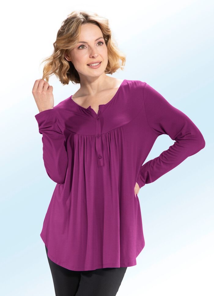 Shirt-Tunika mit rundem Halsausschnitt BEERE