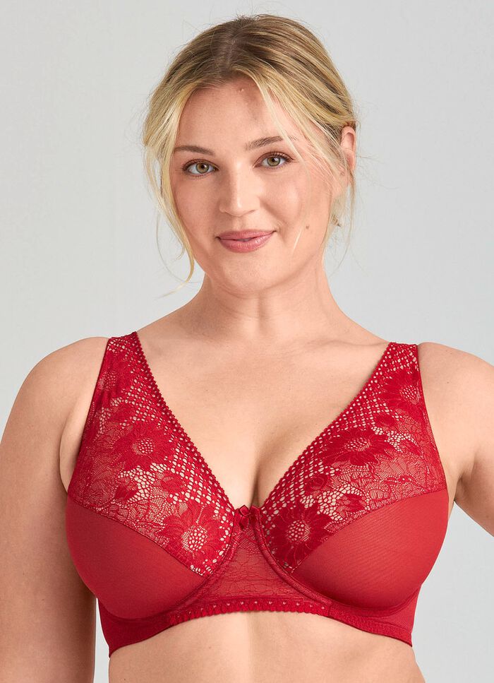 Miss Mary Bügel-BH mit floraler Elastikspitze ROT