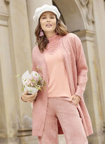 Long-Strickjacke mit eingesetzten Taschen ROSÉ MELIERT