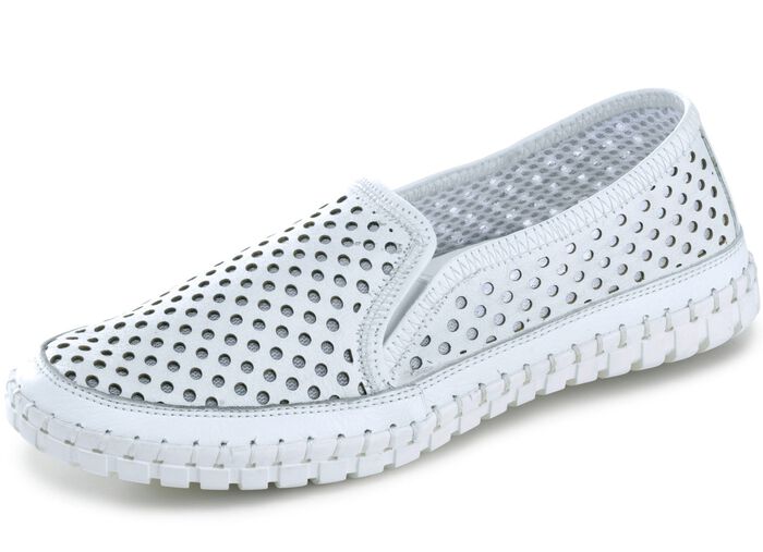 Gemini Slipper mit sommerlich perforiertem Rind-Nappaleder WEISS