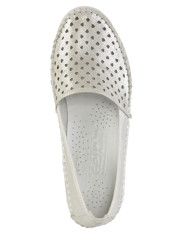 Gemini Mokassin-Slipper aus weichem, gl&auml;nzend gepr&auml;gtem Nappaleder MATTSILBER