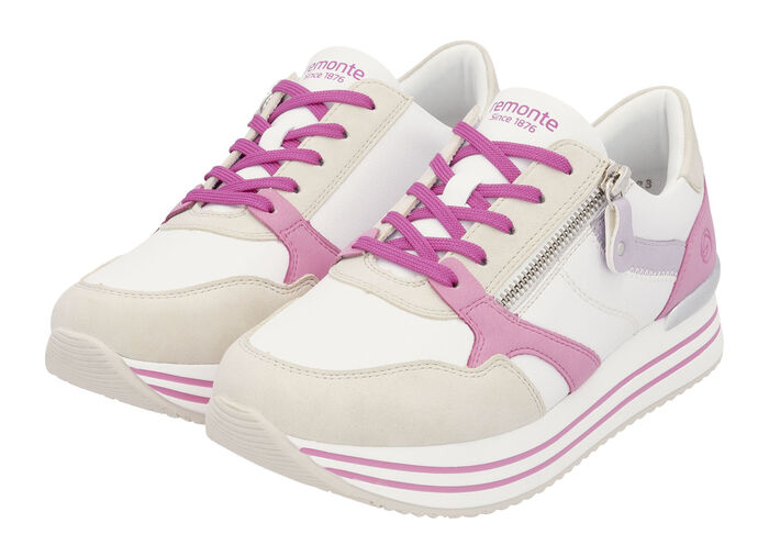 Remonte Schn&uuml;r-Sneaker aus Nappaleder CREME-BUNT