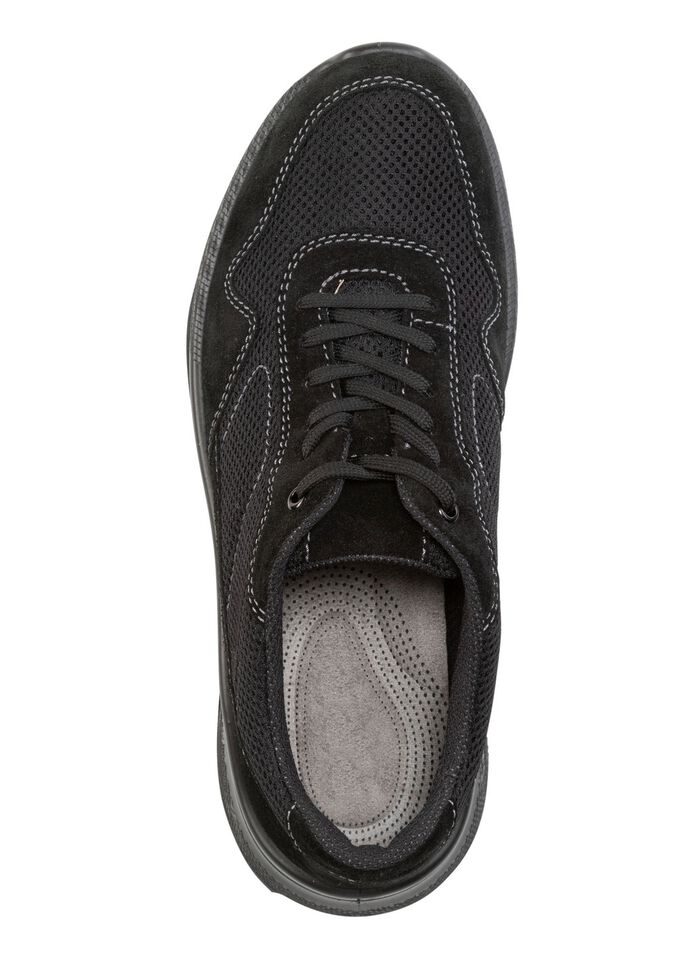 Schn&uuml;rschuh aus Veloursleder und Textilmaterial 