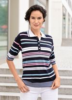 Pullover mit Polokragen und in Ringeldessin 