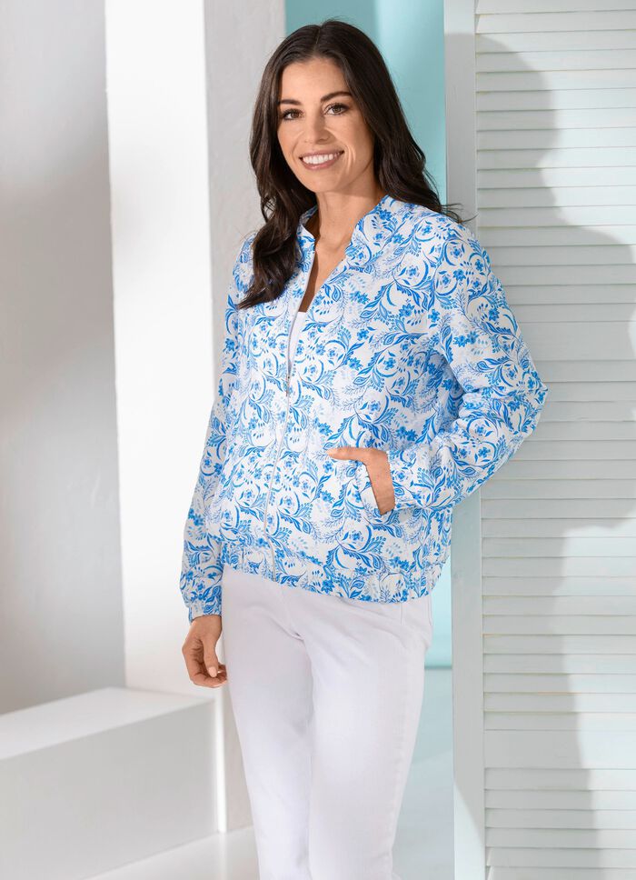 Blusenjacke mit gesmokten Abschl&uuml;ssen 