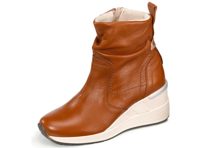 Stiefelette aus weichem Nappaleder COGNAC