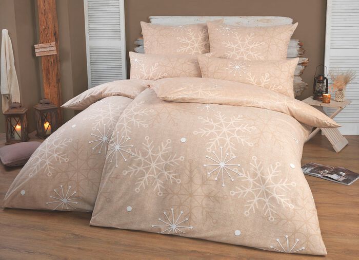 Florella Bettw&auml;sche-Garnitur mit Schneeflocken und Eiskristalle 