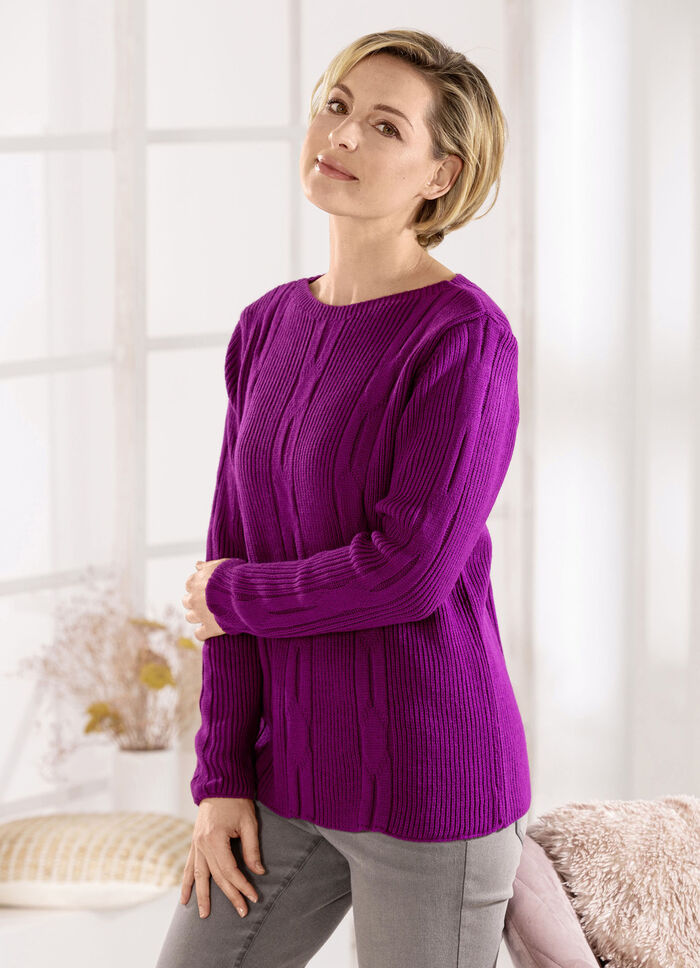 Pullover mit streckendem Längsmuster BEERE