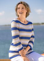 Pullover mit nachhaltig recycelter Baumwolle BLAU-BEIGE-WEISS