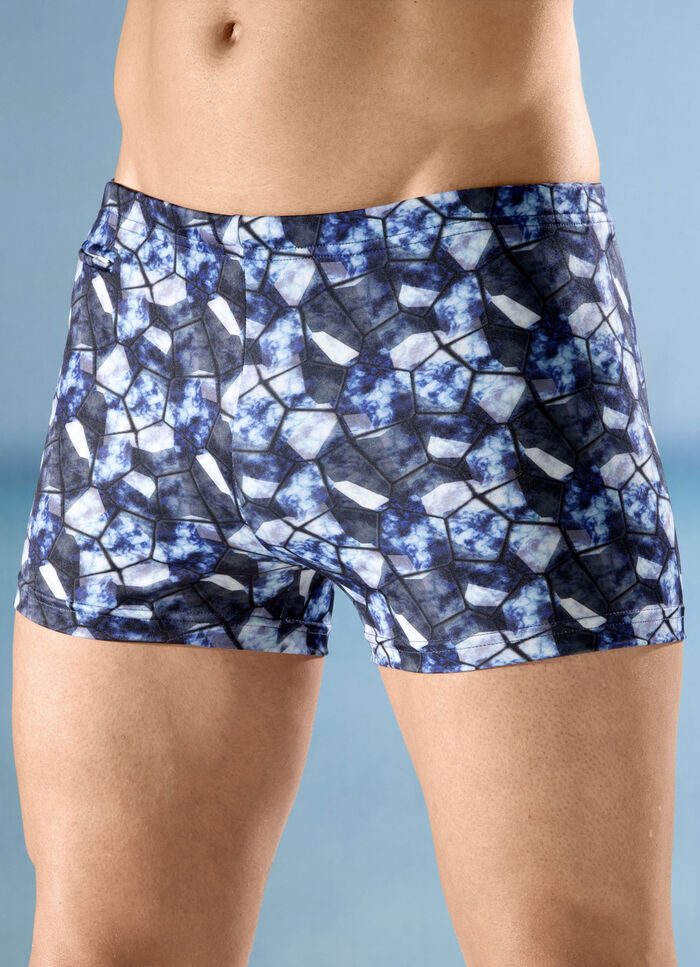 Badehose in höherer Kastenform mit Reißverschlusstasche 