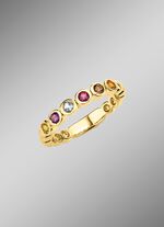 Farbenfroher Memoire-Ring aus hochwertigem Gold 