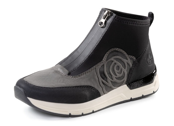 Rieker Bootie mit floraler Pr&auml;gung SCHWARZ-GRAU