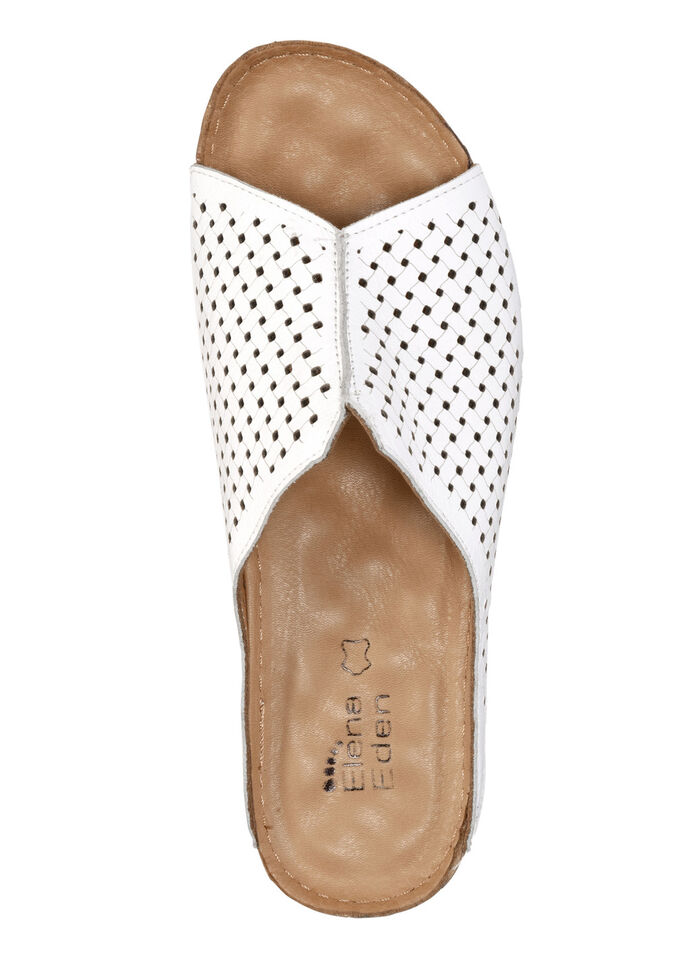 ELENA EDEN, sommerliche Damen-Pantoletten, aus Leder WEISS
