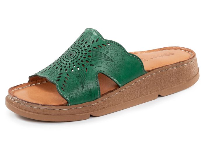 Gemini Pantolette aus Nappaleder mit Perforation GR&Uuml;N