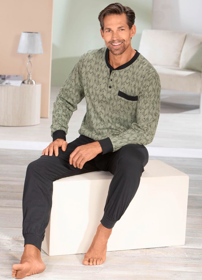 Comte Schlafanzug mit Knopfleiste und B&uuml;ndchen 