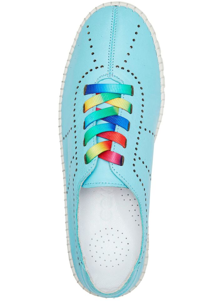 Gemini Schn&uuml;rschuh mit Schn&uuml;rsenkel in Regenbogen-Farben HELLBLAU