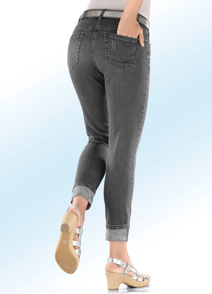 Edel-Jeans in 7/8-L&auml;nge mit h&uuml;bschem Glitzersteinchenbesatz 