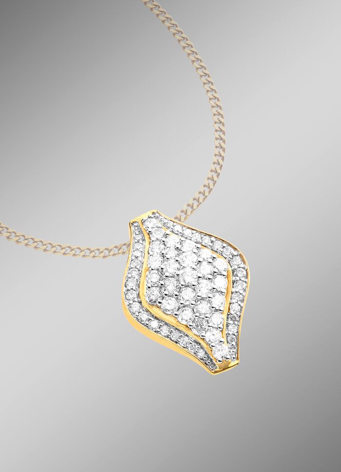 Stark ausgefasster Anh&auml;nger mit Brillanten 