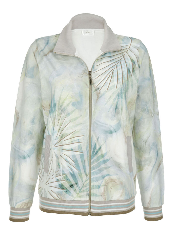 Sweatjacke mit floralem Motiv 
