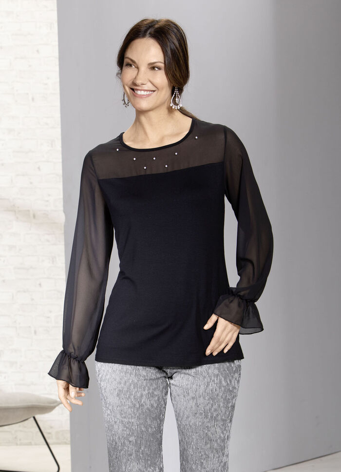 Exzellentes Shirt mit Chiffon-Verarbeitung 