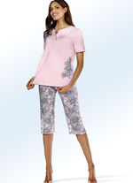 Zweierpack Schlafanzüge mit platziertem Druck und wadenlanger Hose HELLBLAU/ROSA