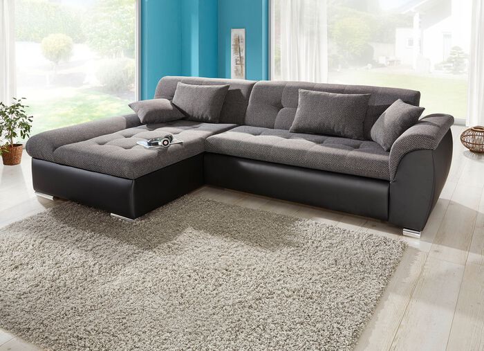 Polsterecke mit Bettfunktion SCHWARZ-SCHWARZ