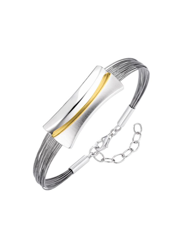 Moderne Garnitur in Bicolor aus Silber 925/- fein und Stahl 