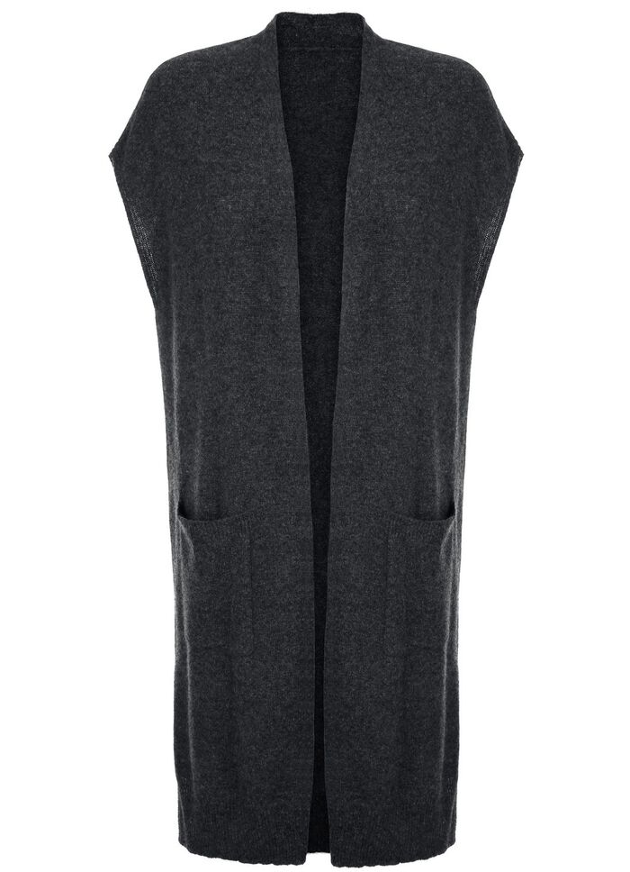 Long-Strickweste aus Kaschmir ANTHRAZIT