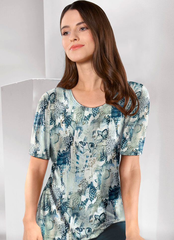 Pulli in Feinstrick ECRU-BLEU-MULTICOLOR