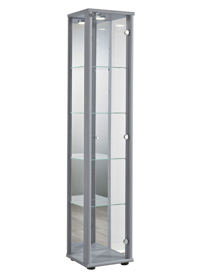 Vitrine, 1-türig, mit LED-Beleuchtung ALU