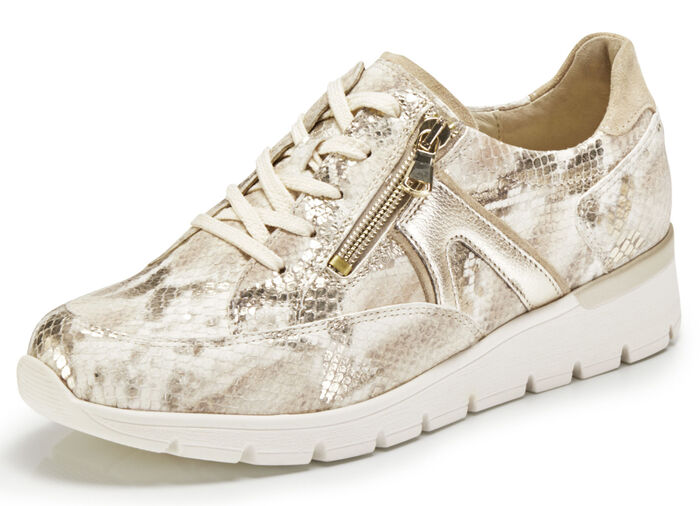 Waldl&auml;ufer Schn&uuml;rschuh aus interessantem Materialmix ECRU-GOLD