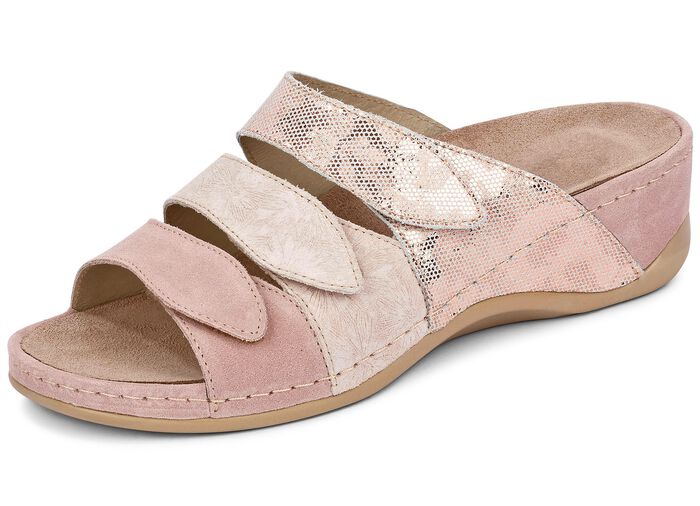 Mubb, bequeme Damen-Pantoletten, Weite H, mit herausnehmbarem Fu&szlig;bett ZARTROSA