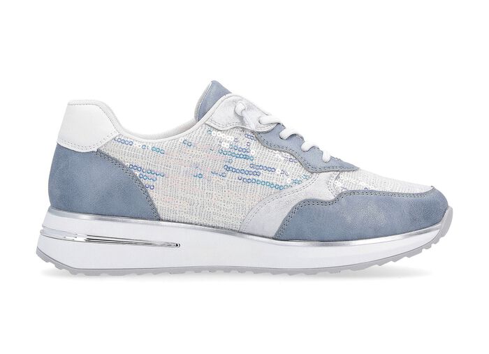 Sneaker mit schimmernden Pailletten BLEU-WEISS