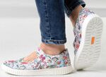 Slipper aus floral bedrucktem Leder ECRU-BUNT