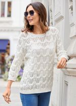 Pullover mit dezentem Paillettengarn ECRU